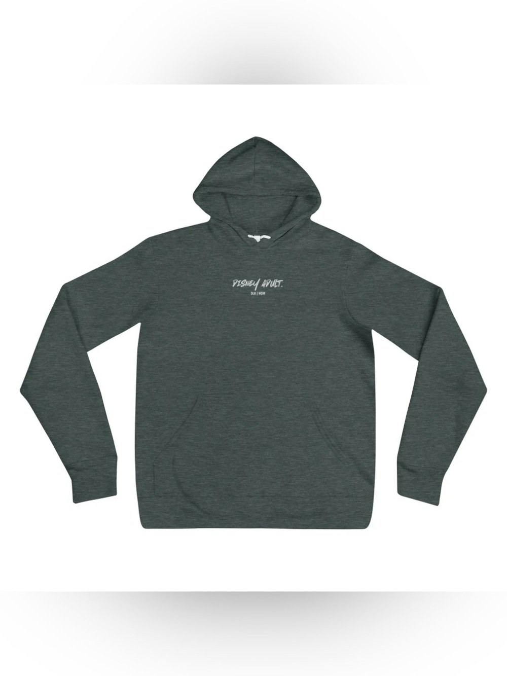 Embroidered “Disney Adult” Dark Green Hoodie with Front Pocket